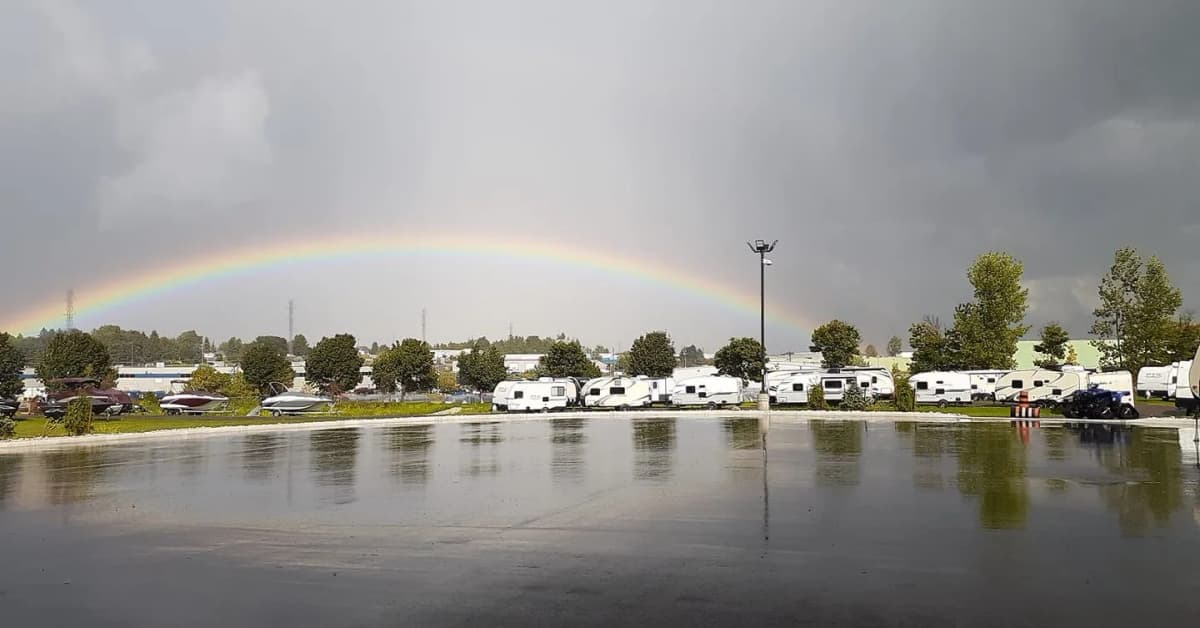 Family camping with a travel trailer